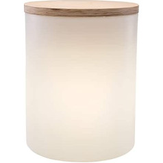 8 seasons Design 4-in-1 Light Side Table Plant Pot Stool Shining Drum (E27, 45 cm, Diameter 37 cm Wooden Lid, 10 L Can Be Planted, for Indoor and Outdoor Use, Garden, Patio, Balcony, Living Room,