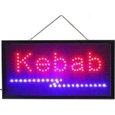 Spilgta LED kebaba zīme 48 x 25 x 2 cm ar ziliem LED indikatoriem