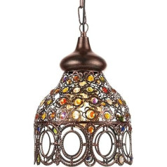 EGLO Pendelleuchte Jadida, 1 flammige Hängelampe Vintage, Orientalisch, Hängeleuchte aus Stahl in Kupfer-Antik und Glas in Bunt, Esstischlampe, Wohnzimmerlampe hängend ar E27 Fassung, Ø 22 cm