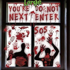 Large Halloween Window Stickers Bloody Halloween Window Decorations Double Sided Halloween Window Pictures Bloody Hands Large Realistic Shadow Window Stickers Halloween Decorations for