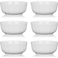 ALLUSEIT Porcelain Cereal Bowl, 6-Piece 800 ml Ceramic Bowl Set, Microwave-Safe, Dishwasher Safe, White Bowls for Cereal, Soups, Salad, Snack, Dessert, Rice, Diameter 15.3 cm