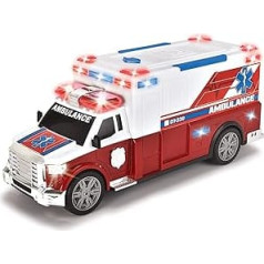 Dickie Toys Ambulance, ātrā palīdzība, ātrā palīdzība, glābšanas dienests, rotaļu mašīna, gaisma un skaņa, aizmugures durvis atvēršanai, nestuves, 33 cm, bērniem no 3 g., 203308389, daudzkrāsains