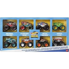 Hot Wheels HGX21 Monster Trucks Live 8 Pack, Multipack in 1:64 Scale for Playing, Figures from the Live Show, Crash Action Trucks, Toy Cars for Children from 3 Years