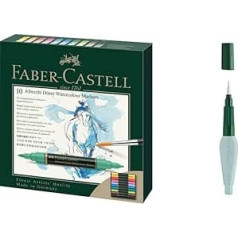 Faber-Castell 160310 akvareļu marķieris Albrecht Dürer ar dubultu uzgali līdzenai un precīzai krāsas uzklāšanai, iepakojumā 10, krāsains un 185105 - mākslas un grafiskā ūdens tvertnes ota, 1 gabals, vidēja otiņa