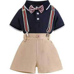 Baby Clothes Set for Formal Toddler Kids Boys Gentleman Suit Summer Suit Short Seeve Bow Tie Suspenders Two Piece Suit