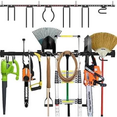 Homydom 48 Inch Garage Organiser Storage Rack System Hooks Metal Utility Lawn & Garden Tool Organiser Wall Amount Hanger with 6 Hooks Buy with Mounting Hardware Screws Kit Together