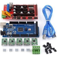 3D Printer Controller RAMPS 1.4 Controller + Mega R3 Board + Soldered A4988 Driver + Heatsink + USB Cable + Jumper