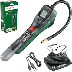 Bosch Home And Garden Bosch elektriskais gaisa sūknis, mini kompresors, EasyPump (3,0 Ah akumulators, 3,6 volti, Autostop funkcija, 150 PSI, 10,3 bāri, LED, uzlādējams, izmantojot USB-C®, kastē)