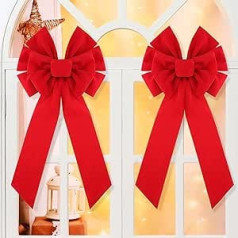 LATERN Pack of 4 Christmas Velvet Bow, 90 cm x 45 cm, Large Red Door Bows, Christmas Tree Bow, Christmas Wreath Bow, Festival Packaging for Christmas Tree, Fireplace, Home, Front Door Decorations