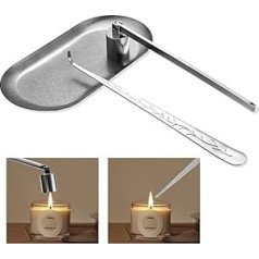 3 in 1 Candle Snuffer Set, Candle Snuffer Wick Extinguisher with Candle Wick Dipper and Plate Tray, Stainless Steel Candle Snuffer Candle Accessory Set for Most Candle Accessories