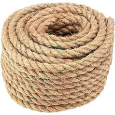 SINJEUN 14mm Thick Jute Rope, 20M Natural Manila Rope, Twisted Jute Rope, Hemp Rope, Sisal Rope for Crafts, Gardening, DIY Scratching Post Rope, Home Decoration