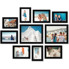 Americanflat Picture Frame Set Various Sizes in Black with Shatterproof Glass and Easel Stand, black