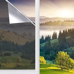 Window Film, 99% UV Protection, Self-Adhesive, High Privacy, Easy to Apply, Heat Insulation, Sun Protection, Opaque, Office, Home, Reflective Mirror Film, Installation Scraper