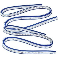 Techson Flexible Curve Lineāls 60cm 2 Pack Divpusējs Plastmasas Svari Serpentīns Saliekams Trafarets rīks Skolas Biroja Šūšanai Zīmējums Inženierijas Apģērbu Dizains Grafika