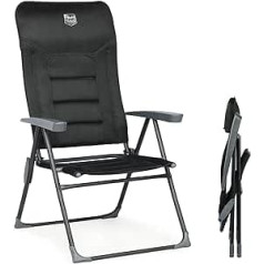 Timber Ridge Outdoor Folding Aluminium Recliner Chair Garden Folding Luxury Backrest 7 Positions Black