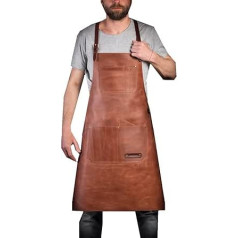 Leather BBQ Work Apron Kitchen Apron for Chefs, Bartender Barista Apron, Chef Gift, Adjustable S to 4XL for Men and Women, black