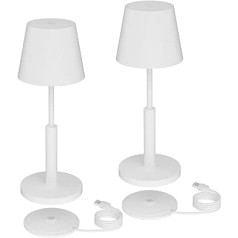 Klighten 2 LED akumulatoru galda lampu komplekts LED aptumšojams bezvadu iekštelpu/āra skārienslēdzis IP54, ūdensizturīgs pārnēsājams naktslampas restorāna galda lampa ar uzlādes staciju, silta gaisma 3000 k balts