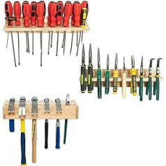 Nisorpa Wooden Tool Organizer Screwdriver Holder 3 Pack Wall Mounted Tool Storage Hammer Rack Pliers Organizer for Garage Workshop Workbench