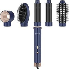 5-in-1 MaxAIR Styler, PARWIN PRO BEAUTY Hair Dryer Warm Air Brush Set, Round Brush Hairdryer, Curling Iron, 5 Attachments, Drying, Straightening, Volume, Curls, Ion Care, High-Speed Motor, Blue