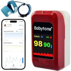 Babytone pulsa oksimetrs mazulim un pieaugušajiem, asins skābekļa mērītāja pirksts bērniem, oksimetrs ar trauksmi O2 skābekļa piesātinājuma un sirdsdarbības ātruma noteikšanai, bezmaksas lietotne un atskaites