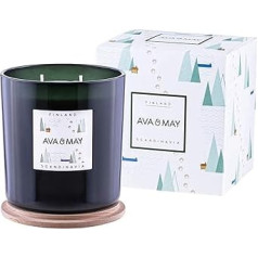 AVA & MAY Finland Large Scented Candle (500g) - Vegan Soy Wax Candle with 70 Hour Burn Time - With High Quality Fragrance Oil of Fennel, Clove and Amber