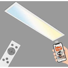 BRILONER Leuchten 7385-016 Smart LED griestu lampa, darbojas ar Amazon Alexa, Wi-Fi griestu gaisma, īpaši plakana, CCT, regulējama, balss vadība, balts, 1000 x 250 x 66 mm