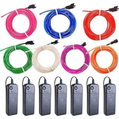 balabaxer EL Wire 7 цветов, провод неонового света длиной 9 футов/2,75 м, 7 комплектов шумоподавления с аккумулятором (зеленый, синий, красный, белый, ро