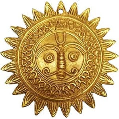 Purpledip Brass Idol Sun God: Surya Devta Wall Hanging for Ever-Shining Light (11571)