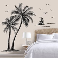 decalmile sienas uzlīme palma liela melna tropu augi putni sienas uzlīme guļamistaba viesistaba televizors sienas dekorēšana