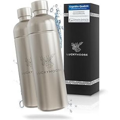 Luckymoose® 2er-Set Flasche für Aarke Carbonator 3, Philips GoZero & Brita sodaOne Wassersprudler - Spülmaschinenfeste 1,25L Edelstahl Flasche ohne Ablaufdatum (2x Edelstahl)