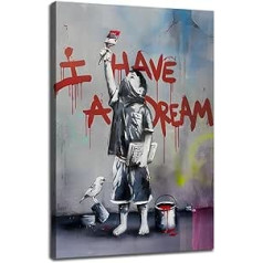 JoOcLa Banksy Bilder Leinwand Poster Gemälde Canvas Wall Art Abstrakte Graffiti Street Kunstdruck Wandbilder Wandkunst Drucke Wohnzimmer Dekoration Bereit Deko (Mit Rahmen 00B, 40x60cm (16x24inch))