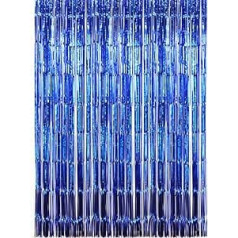 Tinsel Fringe Backdrop Metallic Fringe Foil Door Window Shimmer Photo Booth for Birthday Wedding Bridal Baby Shower Christmas Party Decoration (1m x 2m, Royal Blue)