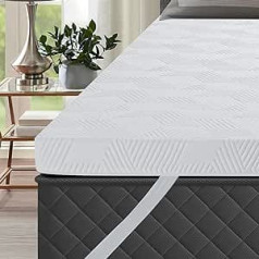 Autsel Topper 90 x 200 cm Memory Foam 7,5 cm Augstuma virsmatracis Neslīdošs apakšējais matrača virsmatracis matračiem un atsperu gultai balts