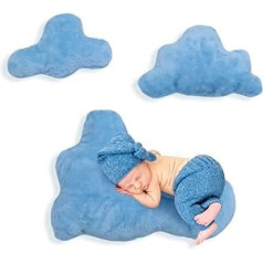 BYNYXI Baby Photographie Requisiten, 3PCS Niedliche Wolke Kissen Baby Posing Kissen Säuglingskissen Plusch Gefüllte Kissen Weiche Baby Fotoshooting Kissen Zubehör für Jungen Mädchen 0-3 Monate