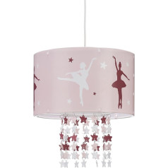 Relaxdays Children's Pendant Lamp with Ballerina Motif Pink 30 x 30 x 140 cm