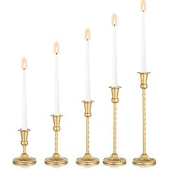 Sziqiqi Gold Metal Candle Holder, Set of 5, Modern Candle Holder, Candle Holders for Cone Candles, Table Decoration for Wedding, Christmas, Thanksgiving, Party, Dining Tables