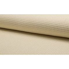 100% Cotton Waffle Honeycomb Pique Fabric Ecru - Natural Colours, 1 m - 150 cm x 100 cm