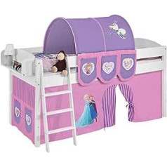 Lilokids IDA Cabin Bed in White with Purple Frozen/Frozen/Anna & Elsa Curtain. Children's Bed & Play Bed