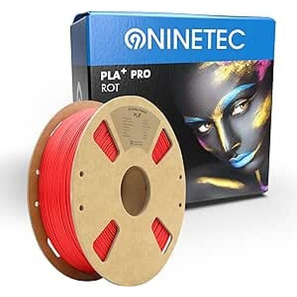 NINETEC BIO PLA+ kvēldiegs 1,75 mm PLA Plus 3D printera kvēldiegs 1 kg spoles izmēru precizitāte +/- 0,03 mm PLA+ FDM printera izejmateriāls PLA+ Pro Red