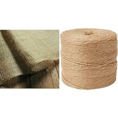 NOOR Jute Cut Standard 1.8 x 6 m, Jute Roll for Advent Calendar DIY & Rayher 4200331 Jute Yarn, 3-Ply, 3.5 mm Diameter, 280 m Spool, Natural Colour, Jute Twine, Binding Cord