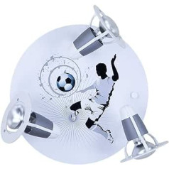 Elobra Deckenlampe Fußball Fußballlampe Rondell Kinderzimmer Wandlampe Kinderlampe ar 3 schwenkbaren Lichtspots, Silber — Weiß