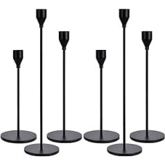 Amzeeniu Candle Holders Black Set of 6, Wedding Candle Stand, Dinner Candle Holder, Diameter 2.2 cm Taper Candle, Candle Hole Edge, Vintage Decorative Candle Holder, Taper Candle Decoration, Dining