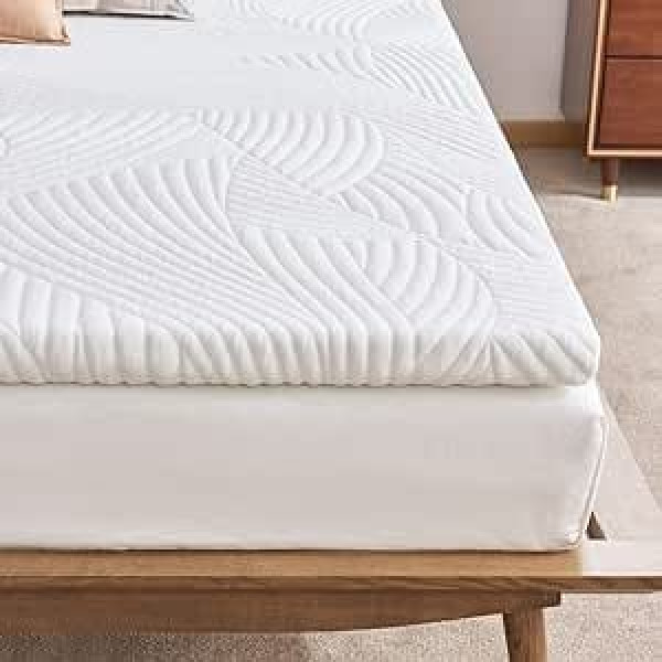 Sweetnight gēla putu virsma Box Spring Bed & Matrac Protector, Virsmatracis, serdes augstums 5 cm, 3 cm Gel-Memory Foam, 2 cm liela apjoma putas, mazgājams pārvalks līdz 60 °C