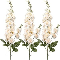 Briful Artificial Delphinium Flowers, 33 Inch Tall Artificial Flowers, Delphinium Long Stems for Tall Vase Cream Artificial Flowers Arrangement for Home Garden Party Decoration 3