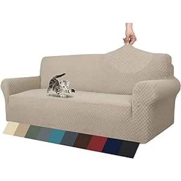 MAXIJIN žakarda dīvāna pārvalks 3 vietīgs, 1 daļīgs dīvāna pārvalks, neslīdošs, aizsargājošs dīvāns viesistabai, elastīgi pārvalki suņiem mājdzīvniekiem ar neslīdošām putām (3 vietīgs, haki)