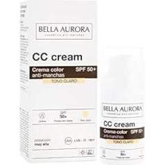 Bella Aurora | SPF 50+ sauļošanās krēms ar pigmenta plankumu pārklājumu (viegls) | 30 ml | Saules aizsardzības faktors 50+, pigmenta plankumu novēršana, gaišs ādas tonis