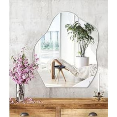 JMITHA Asymmetric Wall Mirror Asymmetrical Decorative Wall Mirror Asymmetrical Mirror Tile Self-Adhesive Wall Mirror Bathroom Mirror HD Glass Wall Mirror Table Mirror