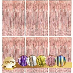 Pack of 6 Tinsel Curtains Glitter, 1 x 2.5 m Metallic Curtains Decoration Foil Fringe Curtains Decoration for Party Birthday Festivals