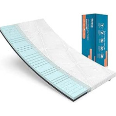 Elviros 90 x 200 cm virsmatracis, 7 cm virsmatracis, izgatavots no Memory Foam, 2-in-1 cietības gēla virsma, Oeko-Tex® sertificēta, gultas virsma Box atsperu gultai, treilera, dīvāngulta, mazgājams pārvalks