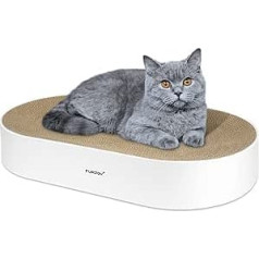 Furjoy Cat Scratching Board, 63 x 35 x 10 cm, Oval Scratching Furniture, Scratching Mat, Lounge, Scratching Bowl for Cats with Catnip [Home Clean Design with Scratching Box]